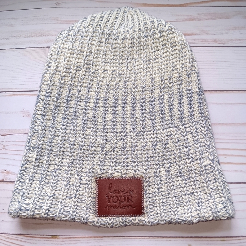 Love Your Melon Beanie 100% Cotton Speckled Gray/White